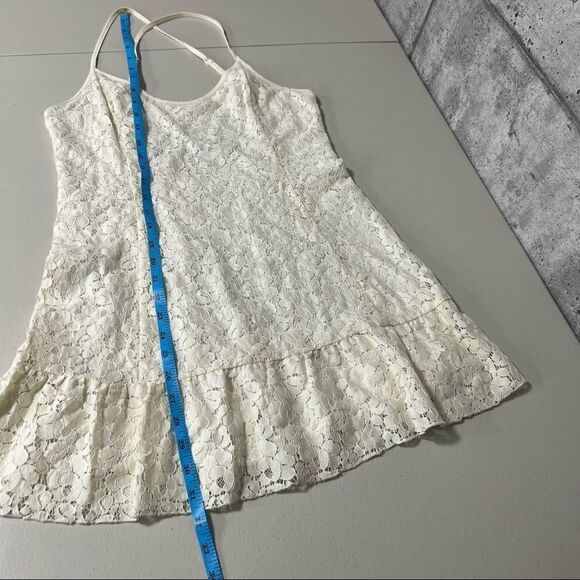 aritzia Talula Shibuya Crisscross Lace Ruffle Hem Eyelet Mini Dress - Picture 10 of 11